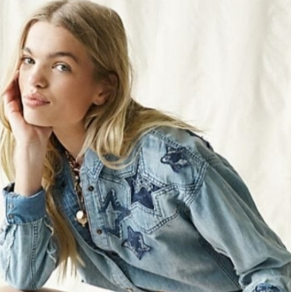 We The Free Star Spangled Banner Button Down Shirt sz M